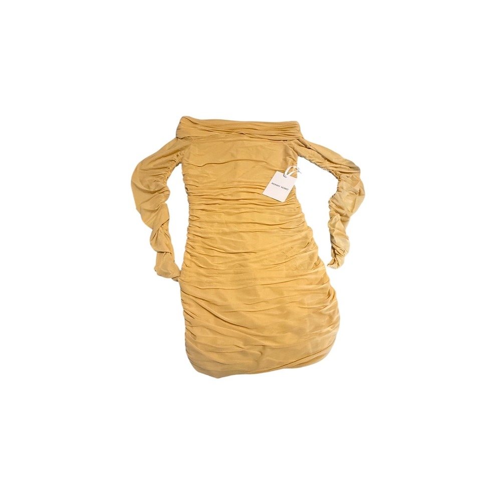 Ronny Koboβ Eidis Dress Off Shoulder Ruched Long Sleeve Yellow Glow Size L